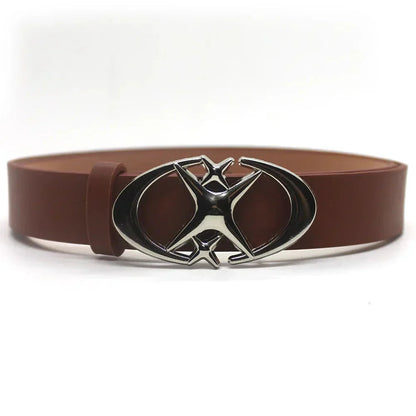 Y2K Cross Star Buckle Leather Belt Versili