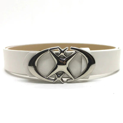 Y2K Cross Star Buckle Leather Belt Versili