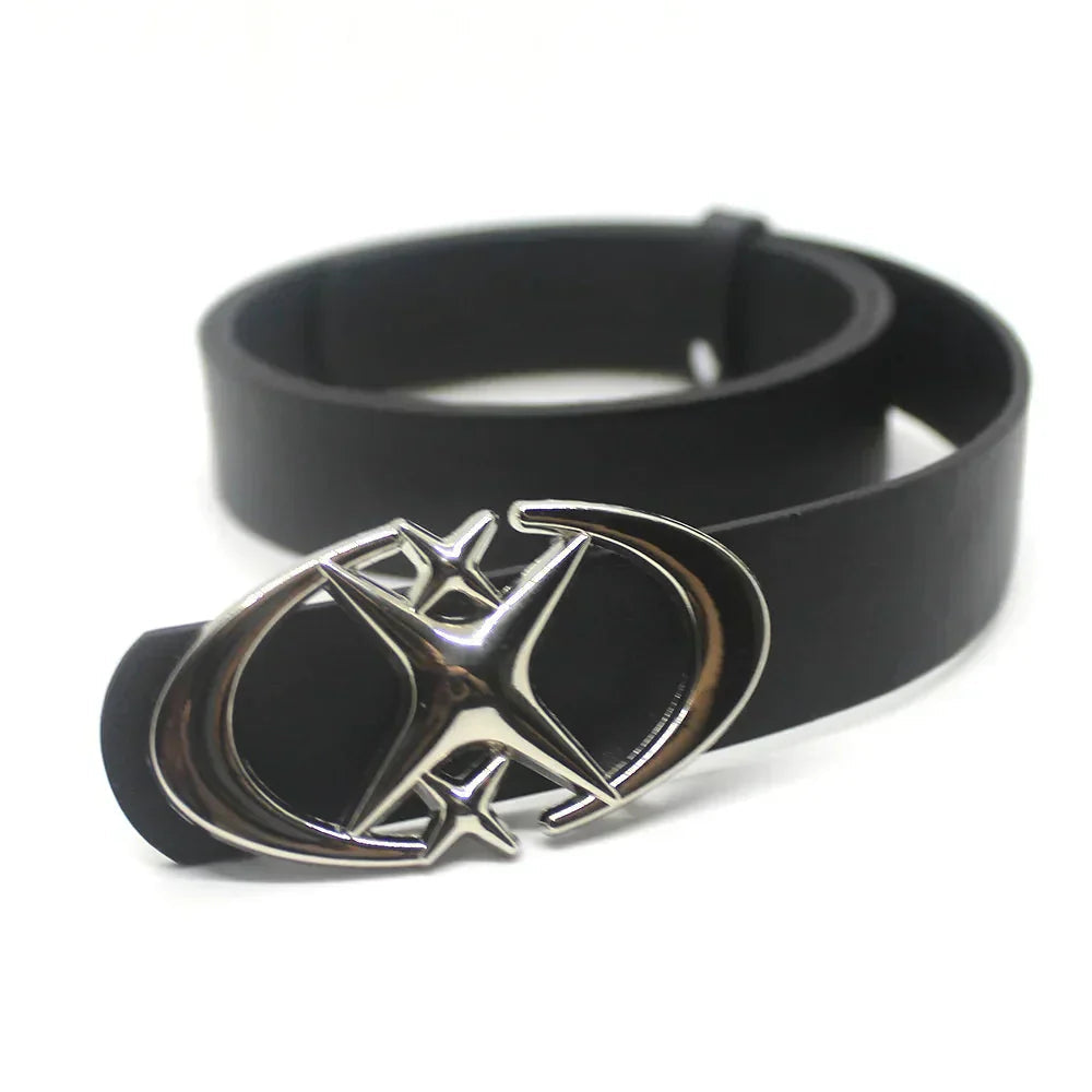 Y2K Cross Star Buckle Leather Belt Versili