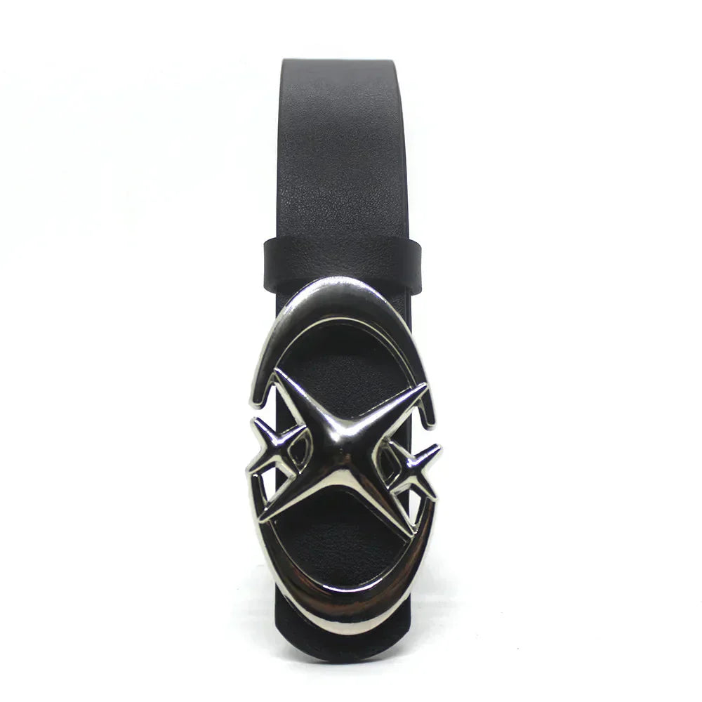 Y2K Cross Star Buckle Leather Belt Versili