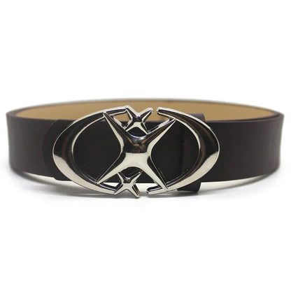 Y2K Cross Star Buckle Leather Belt Versili