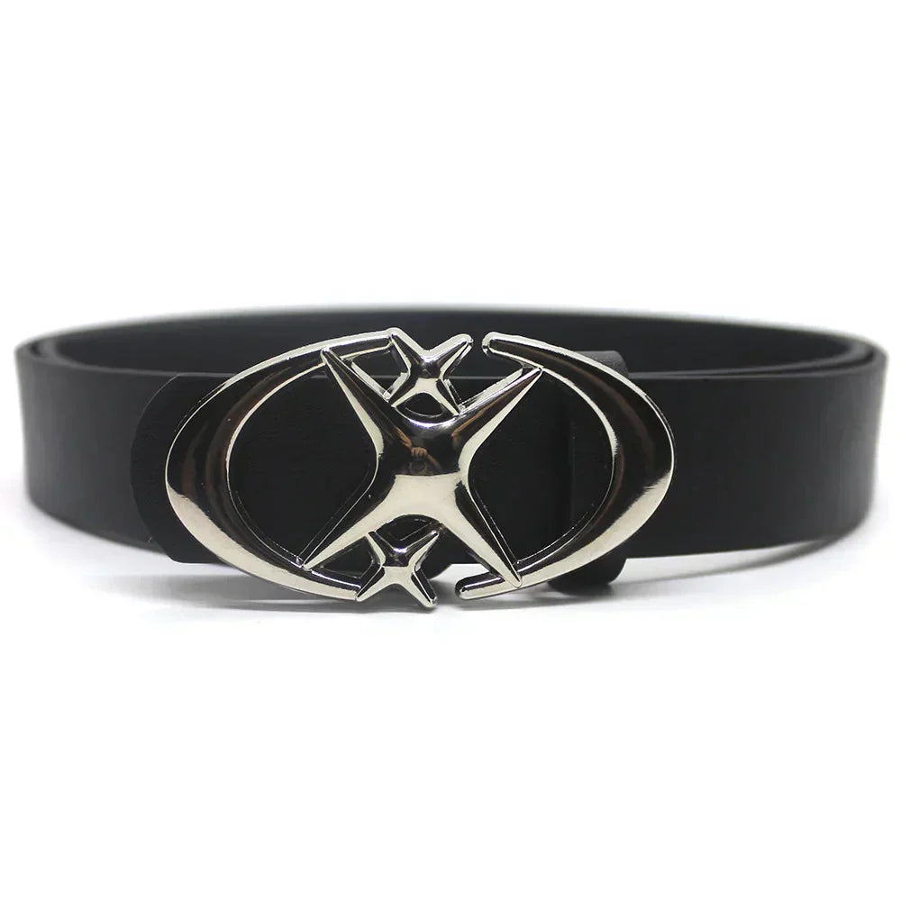 Y2K Cross Star Buckle Leather Belt Versili
