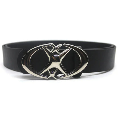 Y2K Cross Star Buckle Leather Belt Versili