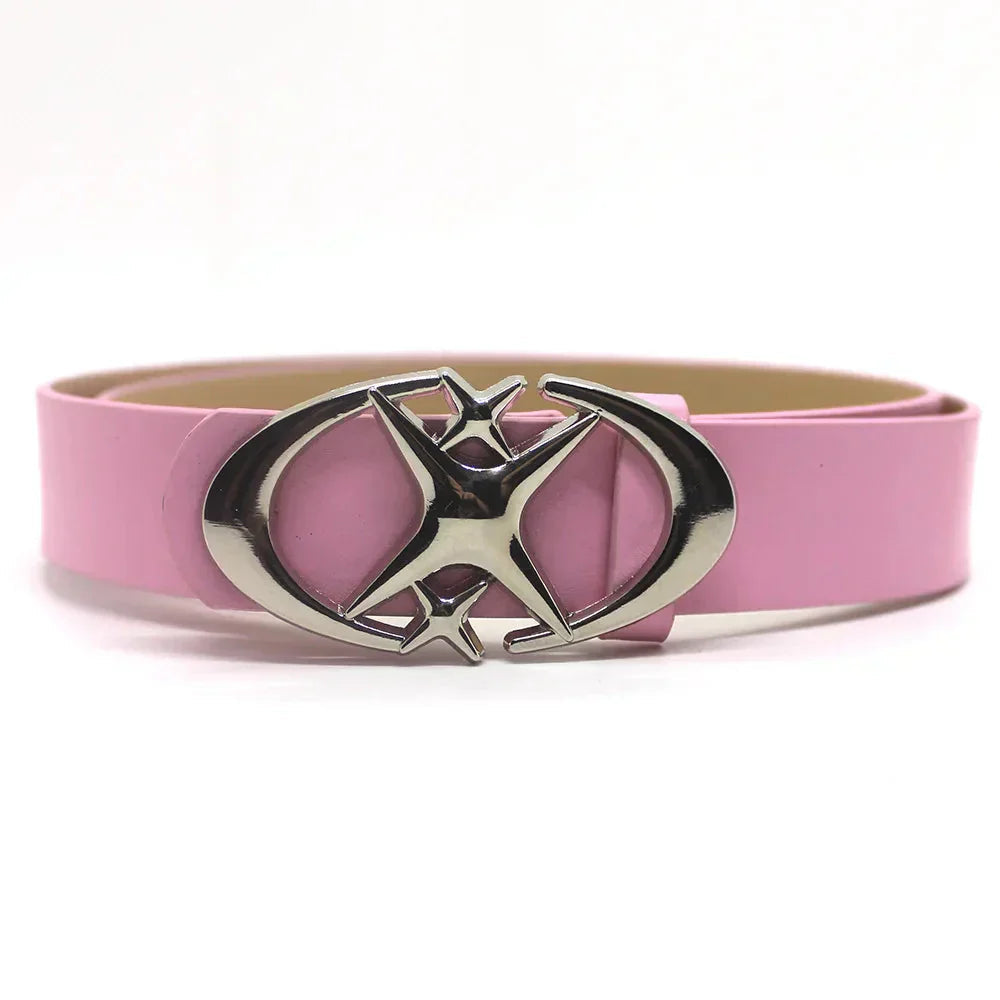 Y2K Cross Star Buckle Leather Belt Versili