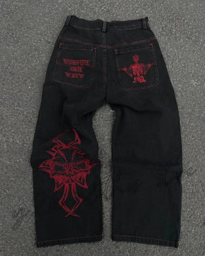 Y2K Embroidered Baggy Jeans Versili