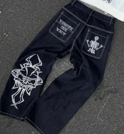 Y2K Embroidered Baggy Jeans Versili