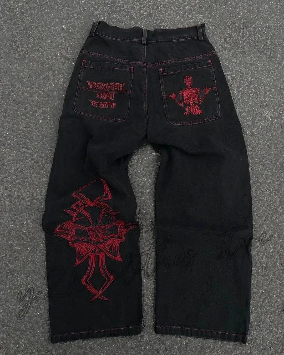 Y2K Embroidered Baggy Jeans Versili