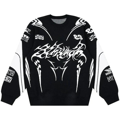 Moto Gothic Knitted Sweatshirt Status Shipping