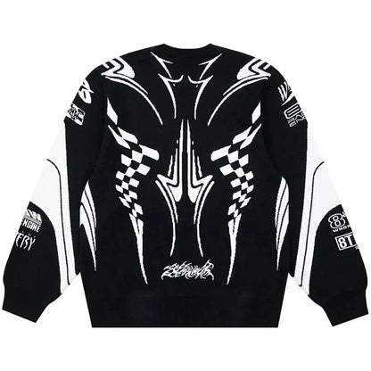 Moto Gothic Knitted Sweatshirt Status Shipping