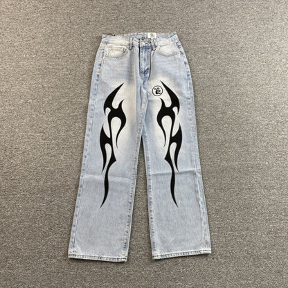 HELLSTAR BLACK FLAME JEANS WASHED BLUE Status Shipping