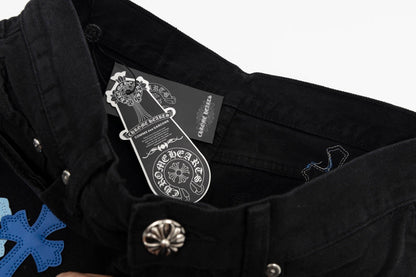 CHROME HEARTS MULTICOLOR CROSS PATCH JORTS BLACK Status Shipping