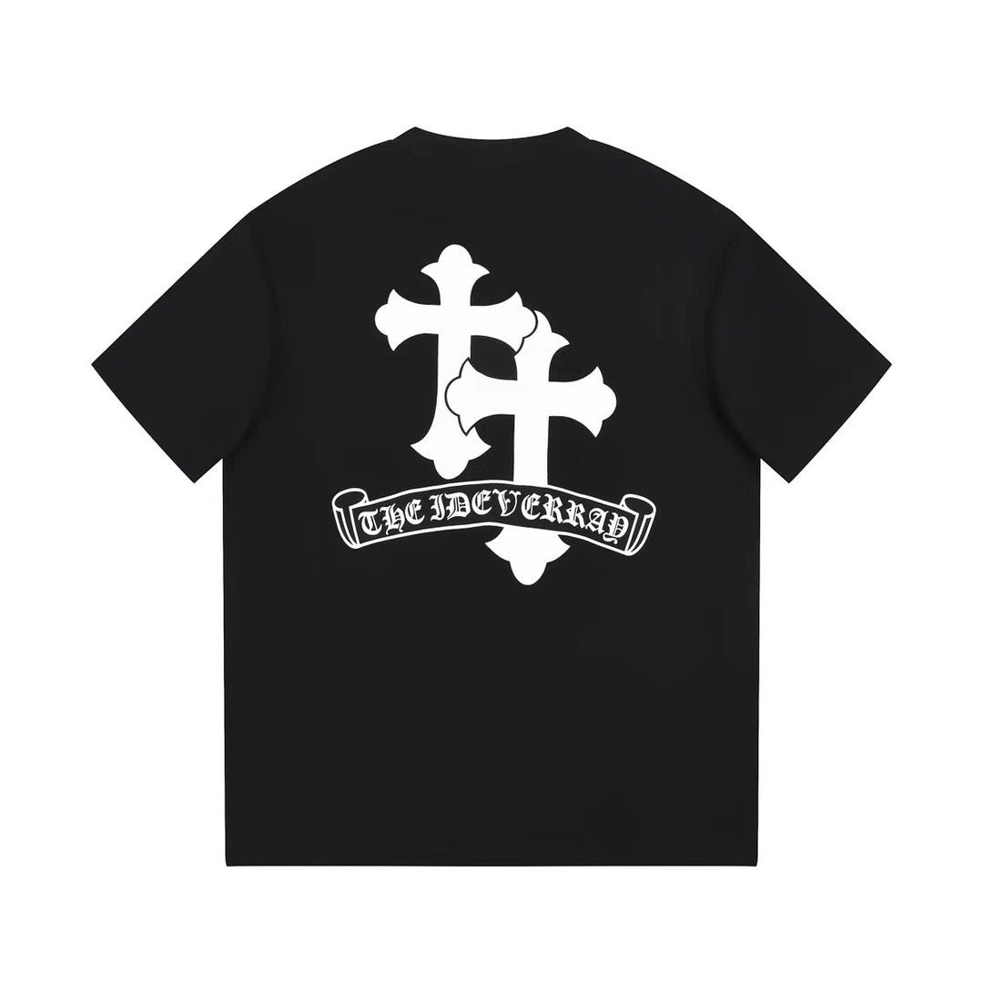 CHROME HEARTS WHITE DOUBLE CROSS T-SHIRT BLACK Status Shipping