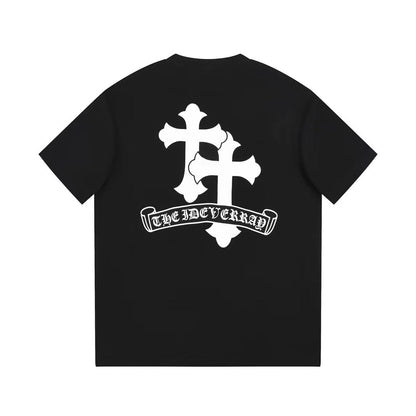 CHROME HEARTS WHITE DOUBLE CROSS T-SHIRT BLACK Status Shipping