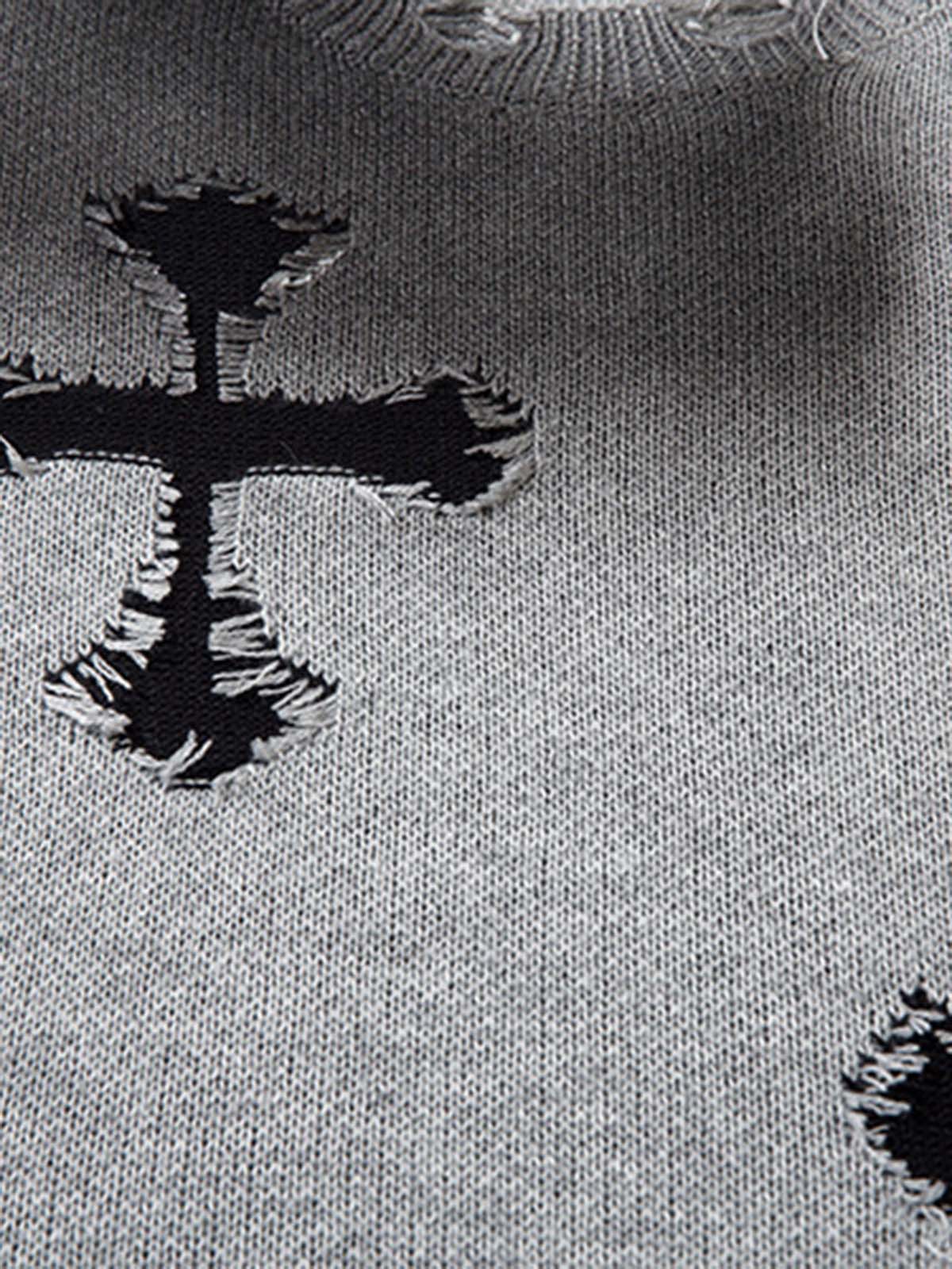 Vintage Spray-Painted Cross Hole Knit Sweater SP250915KSND