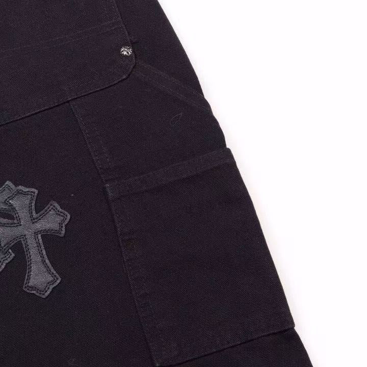 CHROME HEARTS BLACK DOUBLE KNEE CARPENTER JEANS Status Shipping