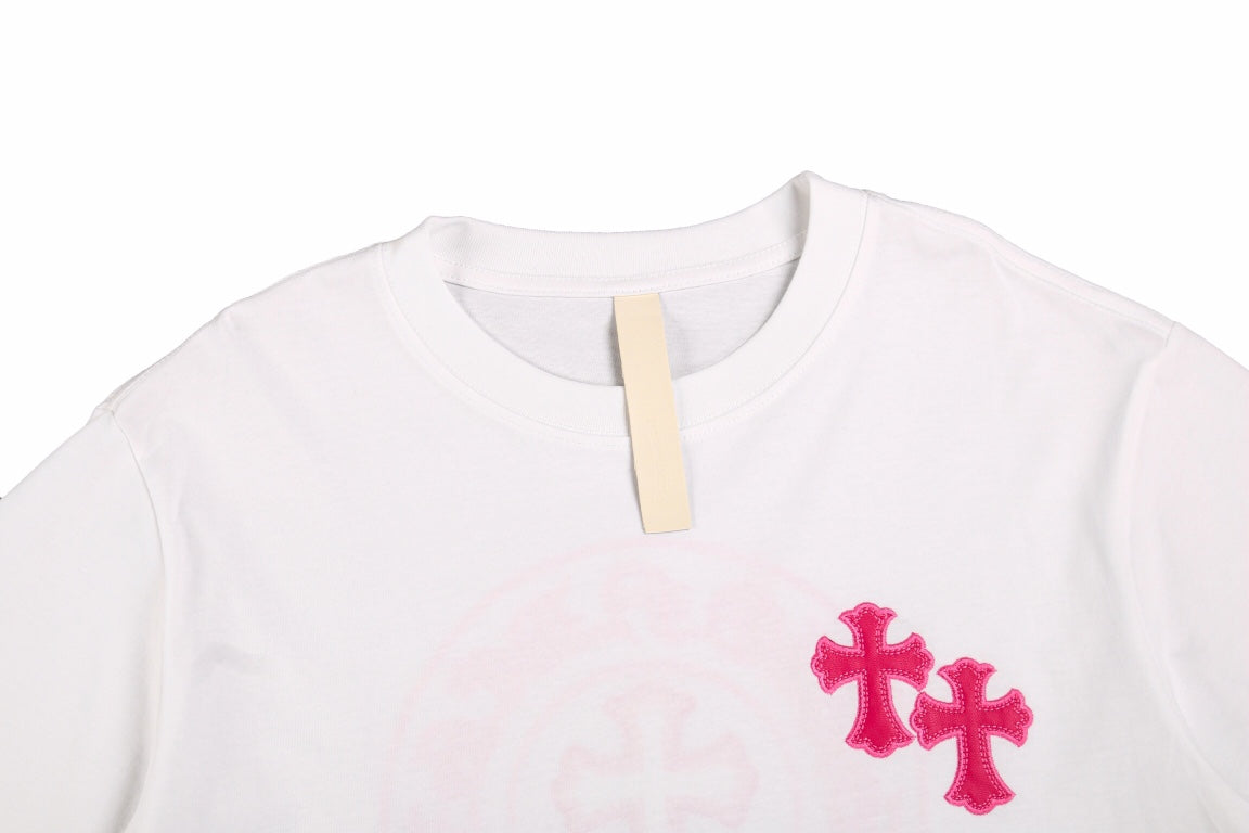 CHROME HEARTS HORSE SHOE LOGO T-SHIRT WHITE PINK Status Shipping