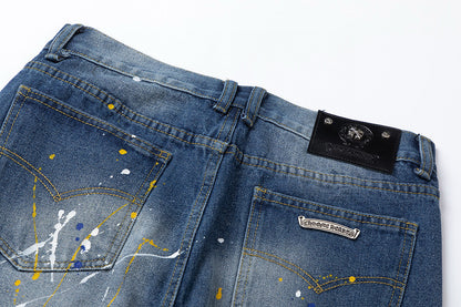 CHROME HEARTS GREEN CROSS PATCH JEANS DENIM Status Shipping