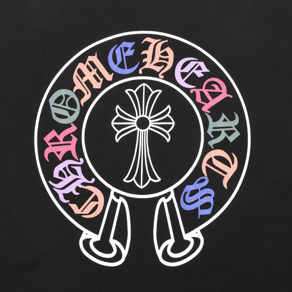 CHROME HEARTS MULTICOLOR HORSE SHOE LOGO T-SHIRT BLACK Status Shipping