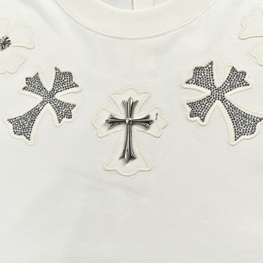 CHROME HEARTS CROSS PATCH COLLAR T-SHIRT WHITE Status Shipping