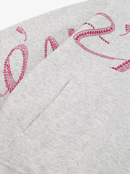 Street Hip-Hop Rhinestone Cropped Hooded Sweatshirt SP250915KSND