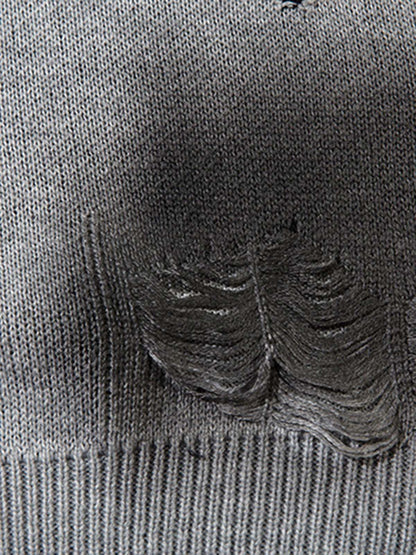 Vintage Spray-Painted Cross Hole Knit Sweater SP250915KSND