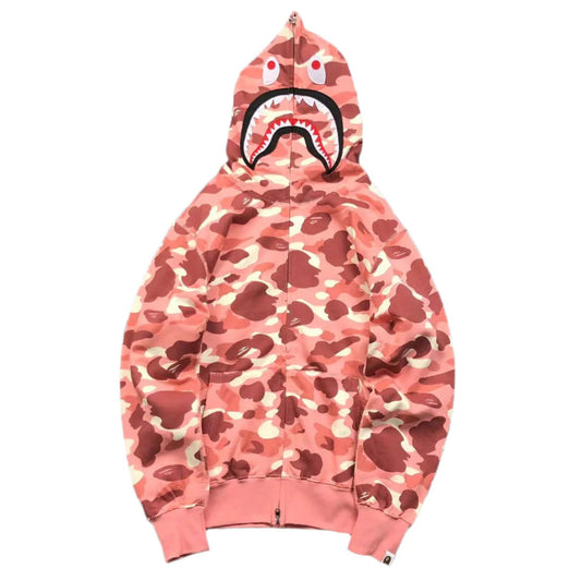 BAPE X BARBIE DOT CAMO SHARK FULL ZIP HOODIE PINK Status Shipping