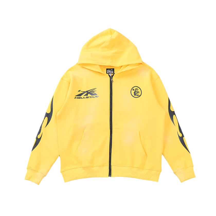 Hellstar "Records" Yellow Zip Hoodie Versili