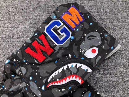 BAPE SPACE CAMO DOUBLE SHARK FULL ZIP HOODIE BLACK Status Shipping