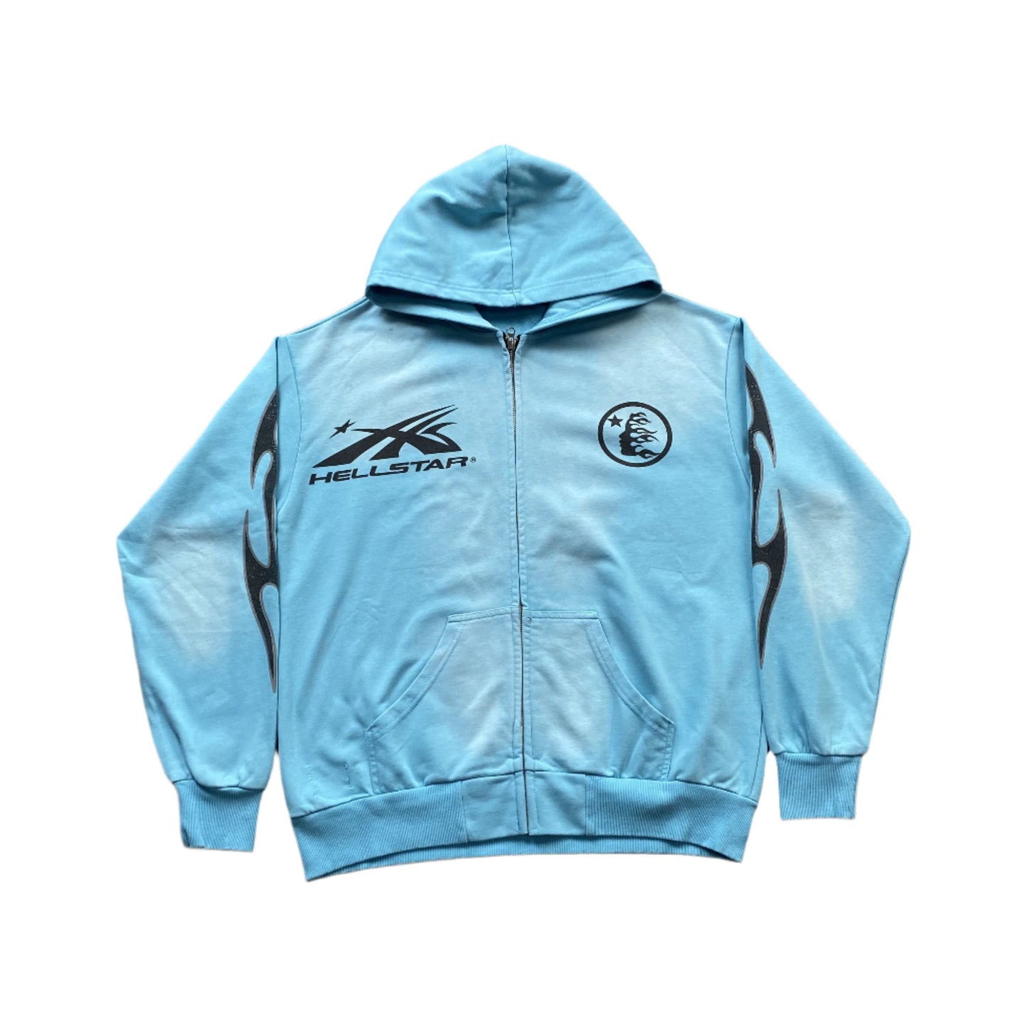 Hellstar "Records" Sky Blue Zip Hoodie Versili