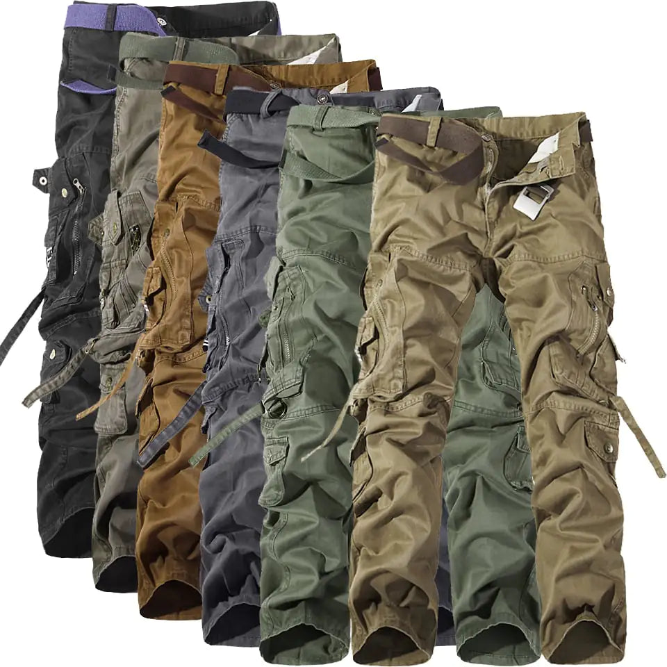 Men's Washed Multi-pocket Cargo Pants - No Halo Co.