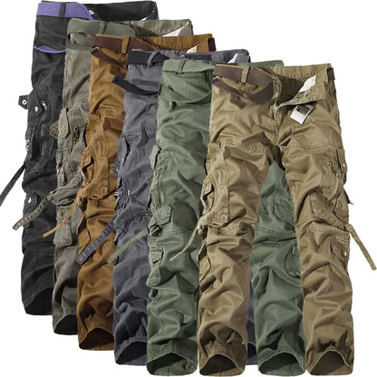 Men's Washed Multi-pocket Cargo Pants - No Halo Co.