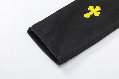 CHROME HEARTS YELLOW CROSS PATCH JEANS BLACK Status Shipping