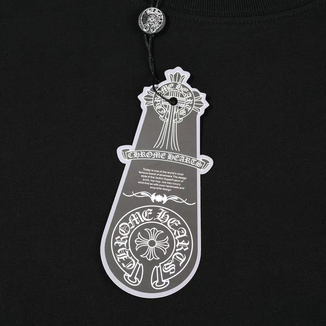 CHROME HEARTS WHITE DOUBLE CROSS T-SHIRT BLACK Status Shipping