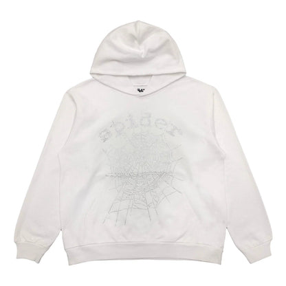 SP5DER OG RHINESTONE LOGO HOODIE WHITE Status Shipping