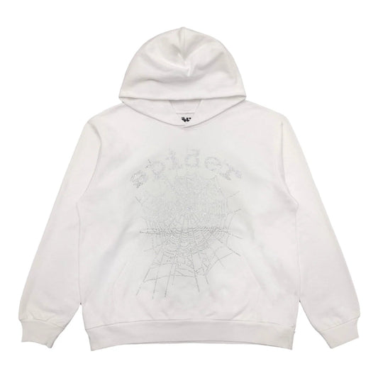 SP5DER OG RHINESTONE LOGO HOODIE WHITE Status Shipping