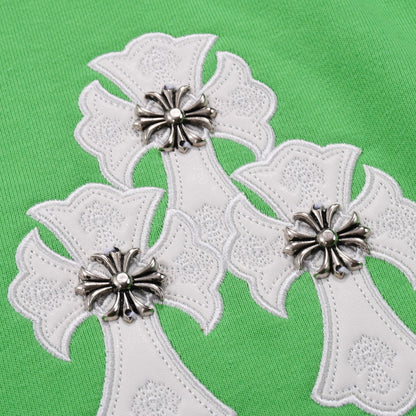 CHROME HEARTS WHITE CROSS PATCH SWEATSHIRT GREEN Status Shipping