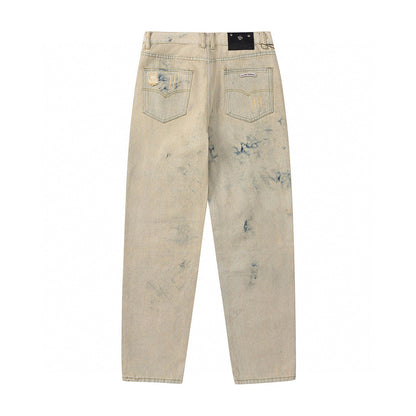 CHROME HEARTS ORANGE BROWN CROSS PATCH JEANS BEIGE Status Shipping