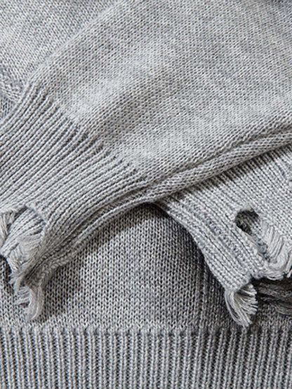 Vintage Spray-Painted Cross Hole Knit Sweater SP250915KSND