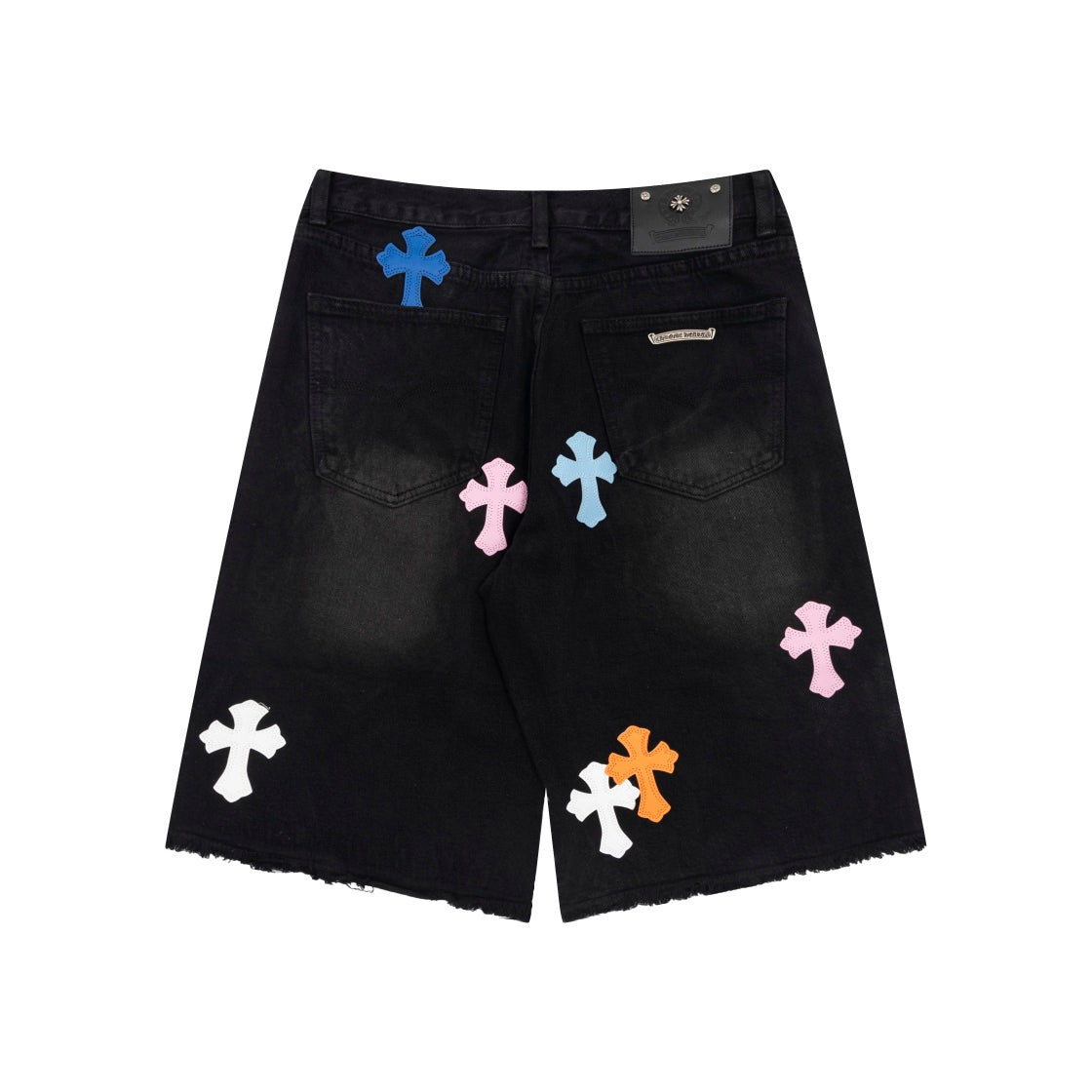 CHROME HEARTS MULTICOLOR CROSS PATCH JORTS BLACK Status Shipping