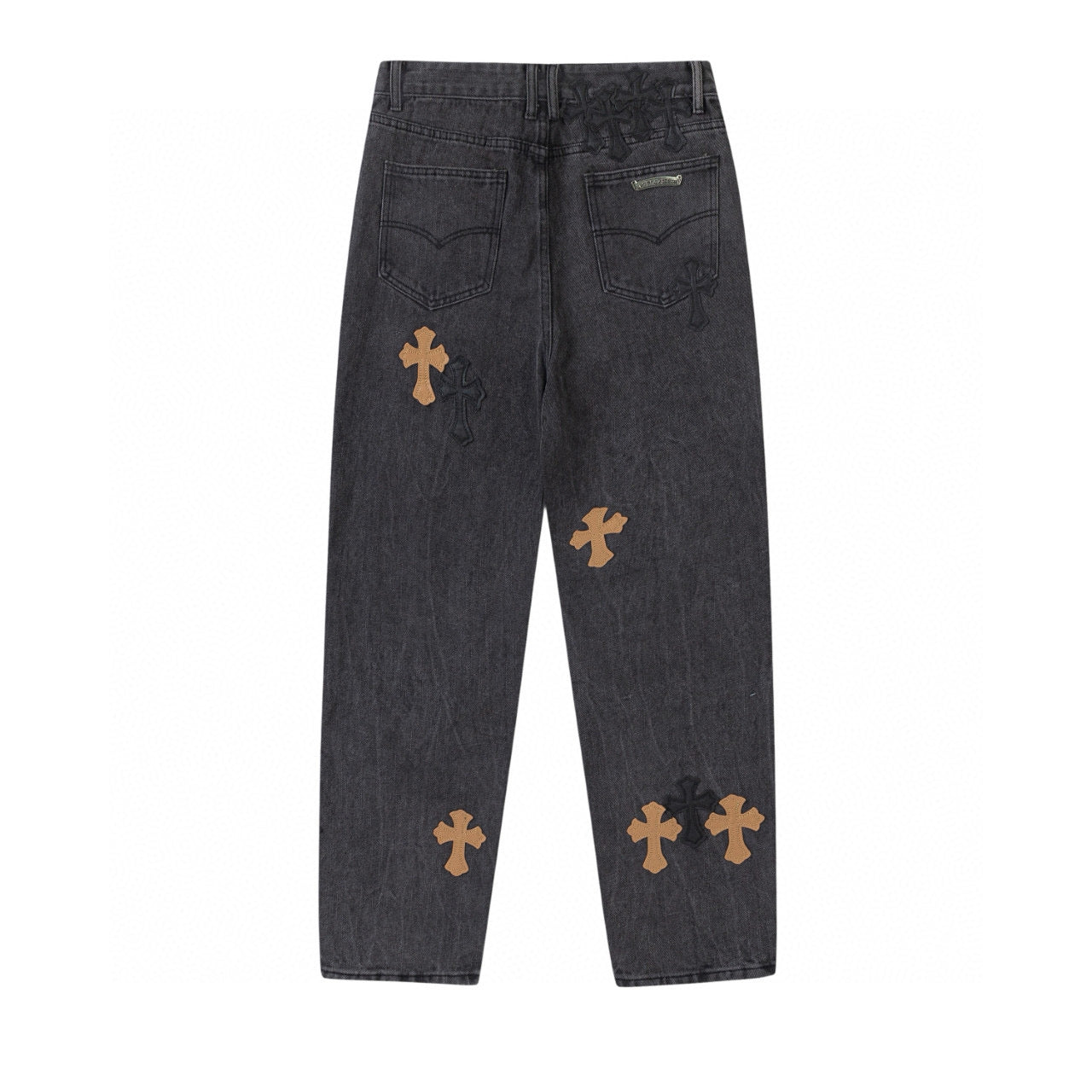 CHROME HEARTS BROWN CROSS PATCH JEANS BLACK Status Shipping