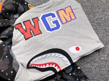 BAPE SPACE CAMO DOUBLE SHARK FULL ZIP HOODIE BLACK Status Shipping