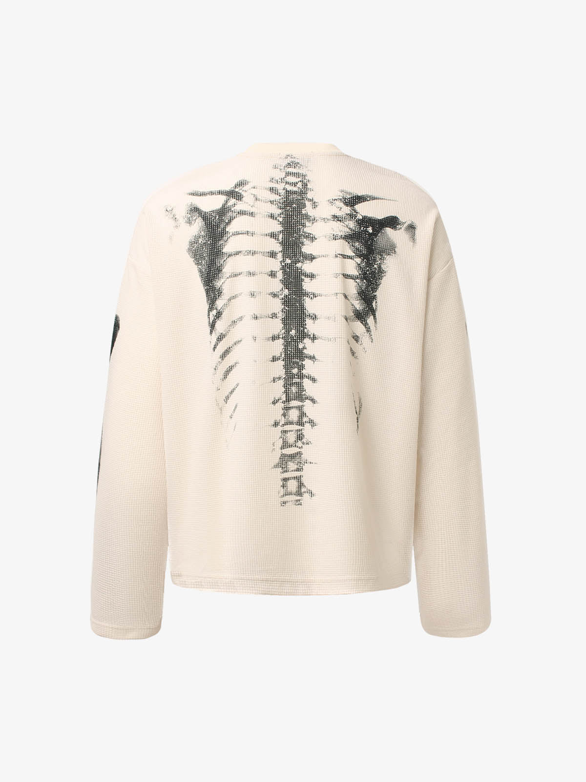 Skeleton Graphic Waffle Sweatshirt – Spooky Halloween Vibes - 2495 SP250915KSND