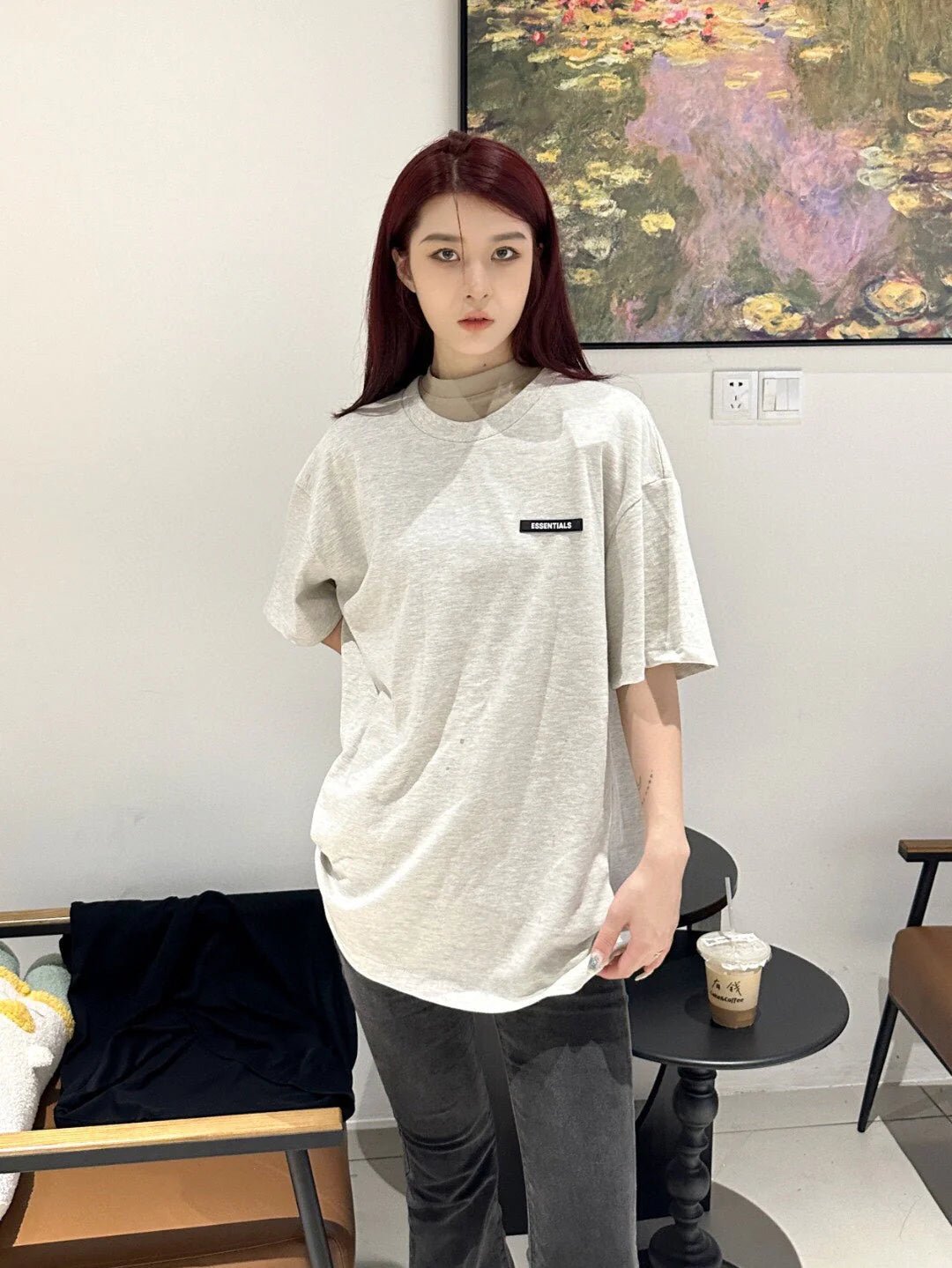 Fear of God Essentials Logo T-Shirt - Heather Grey Status Shipping