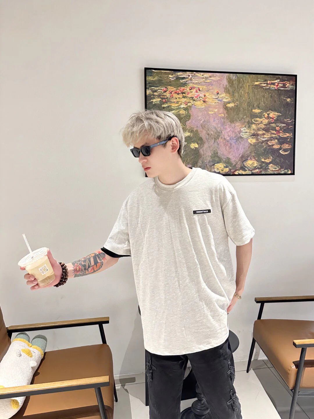 Fear of God Essentials Logo T-Shirt - Heather Grey Status Shipping