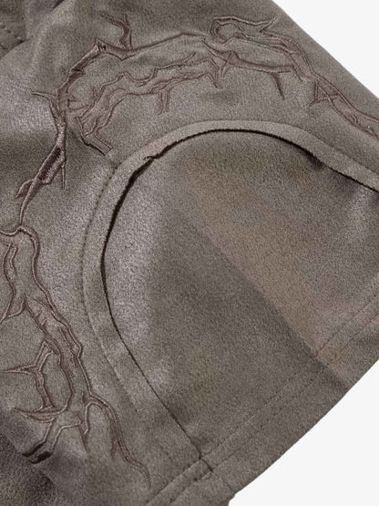 Thorn Embroidery Suede T-Shirt SP250915KSND