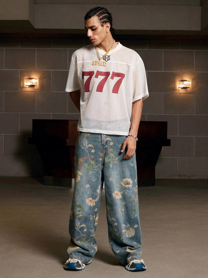 Jersey Letter Print Quick Dry V-neck T-shirt - 2389 SP250915KSND