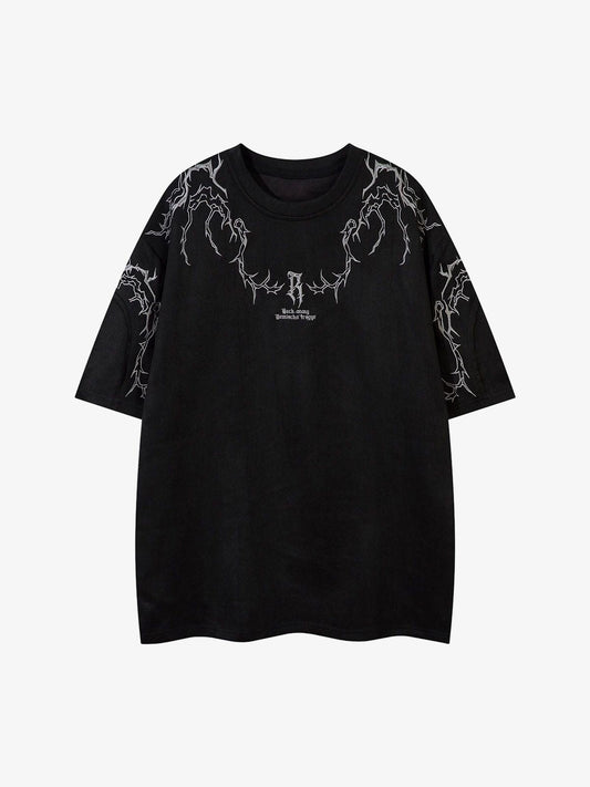 Thorn Embroidery Suede T-Shirt SP250915KSND