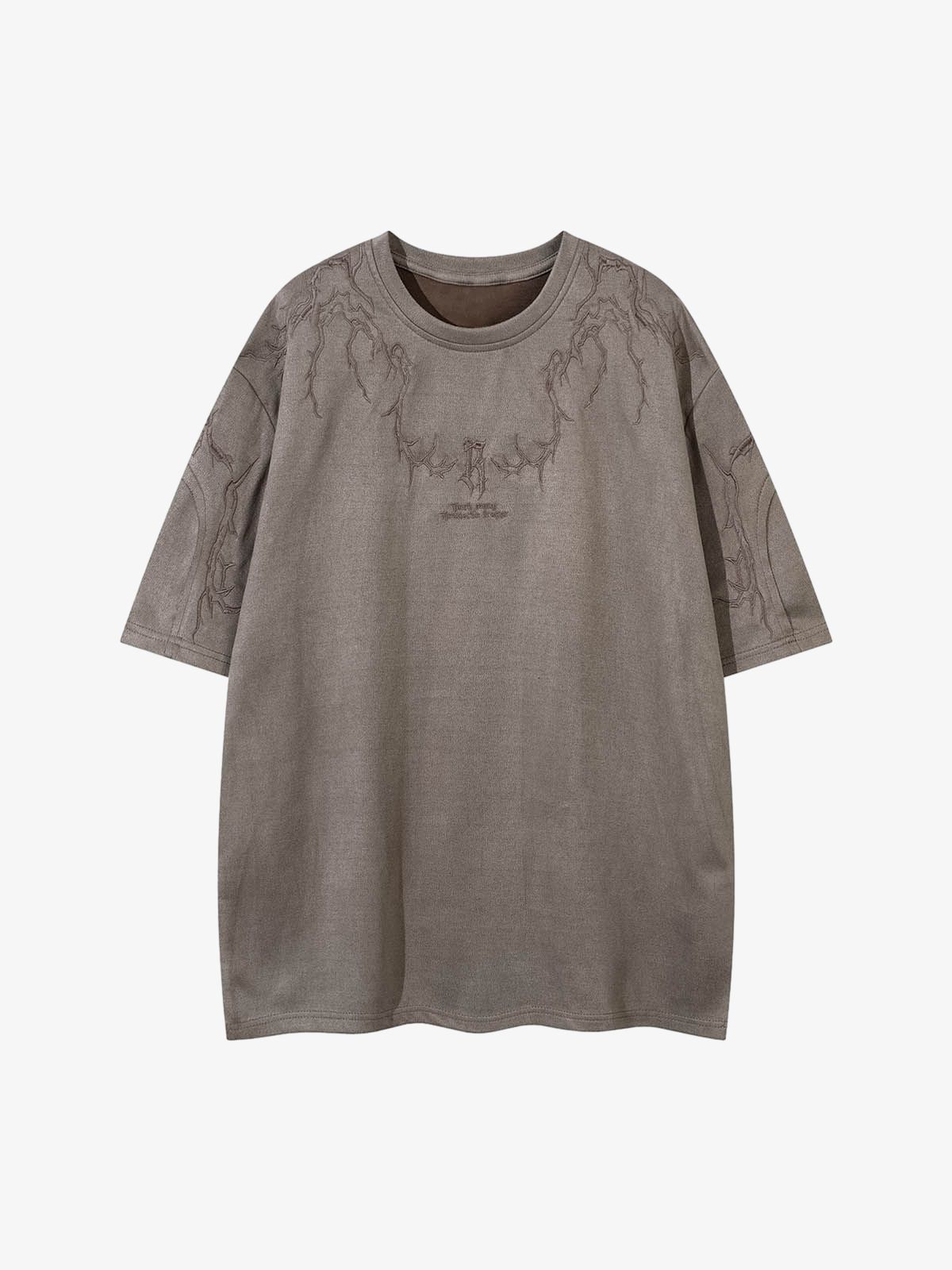 Thorn Embroidery Suede T-Shirt SP250915KSND