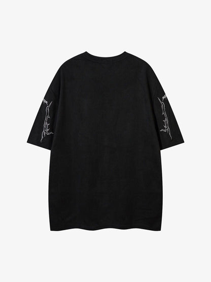 Thorn Embroidery Suede T-Shirt SP250915KSND
