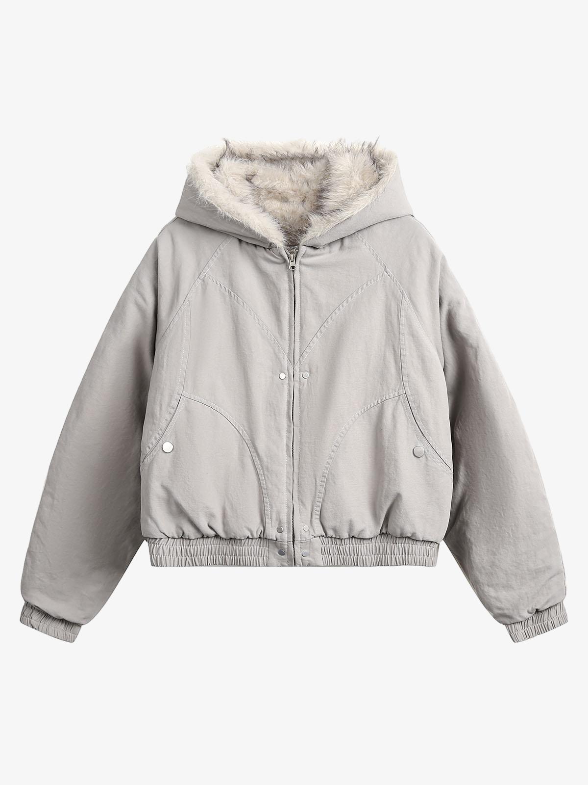 Spliced Fur Hooded Quilted Jacket - 2285 SP250915KSND